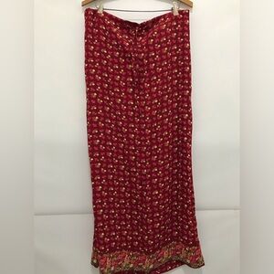April Cornell Red Floral Maxi Tie West Skirt Size S